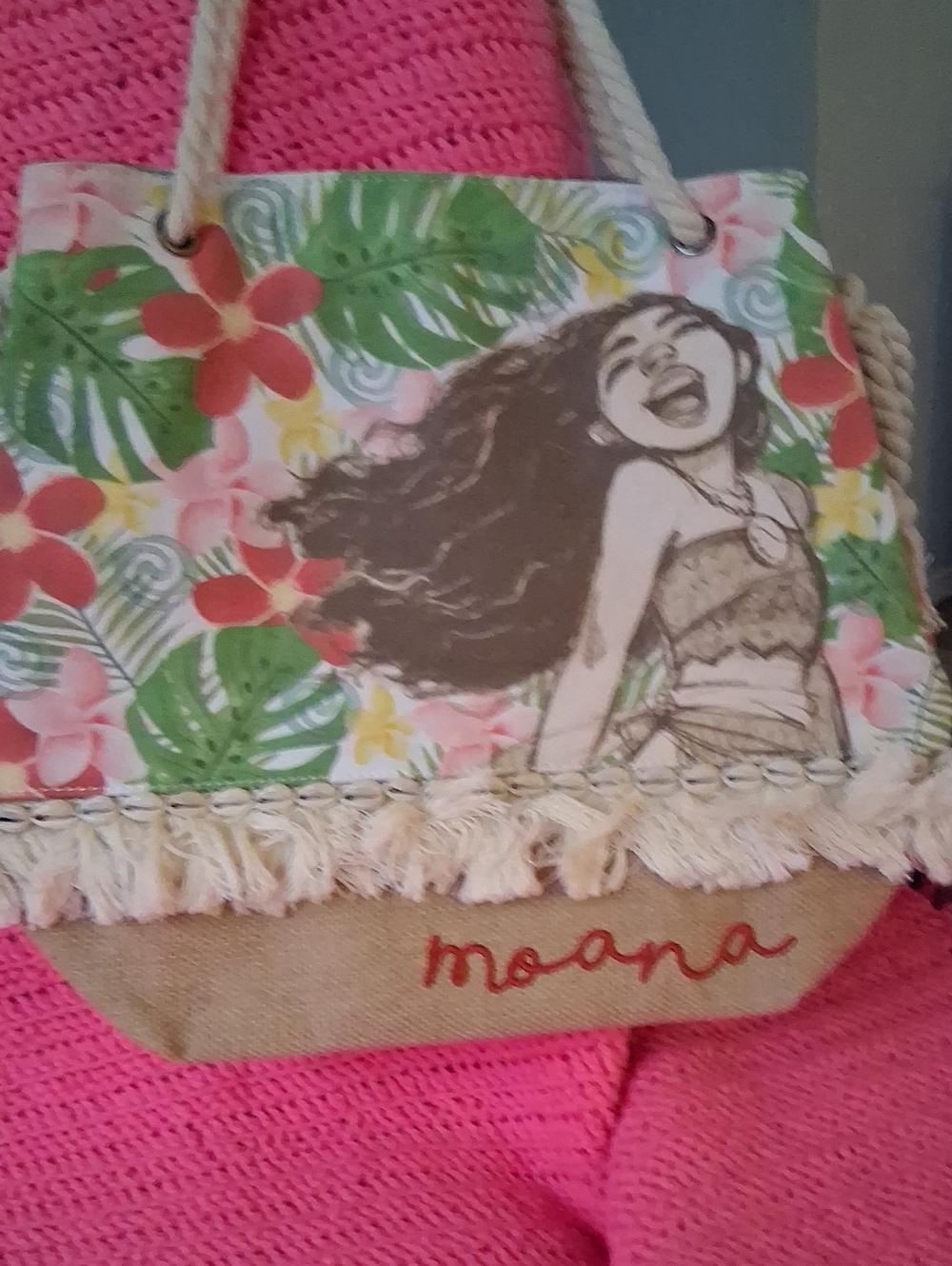 Floral Canvas Tote Bag in Pink and Green